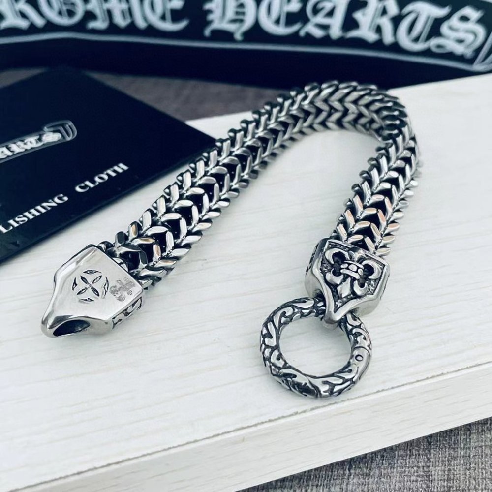 Chrome heart punk thai silver bracelet